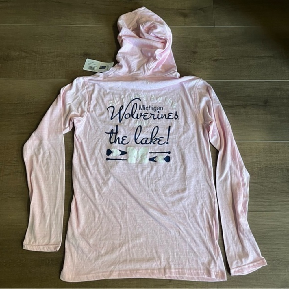 Michigan University Hoodie Pink Wolverines M Lake Knights Apparel Lightweight